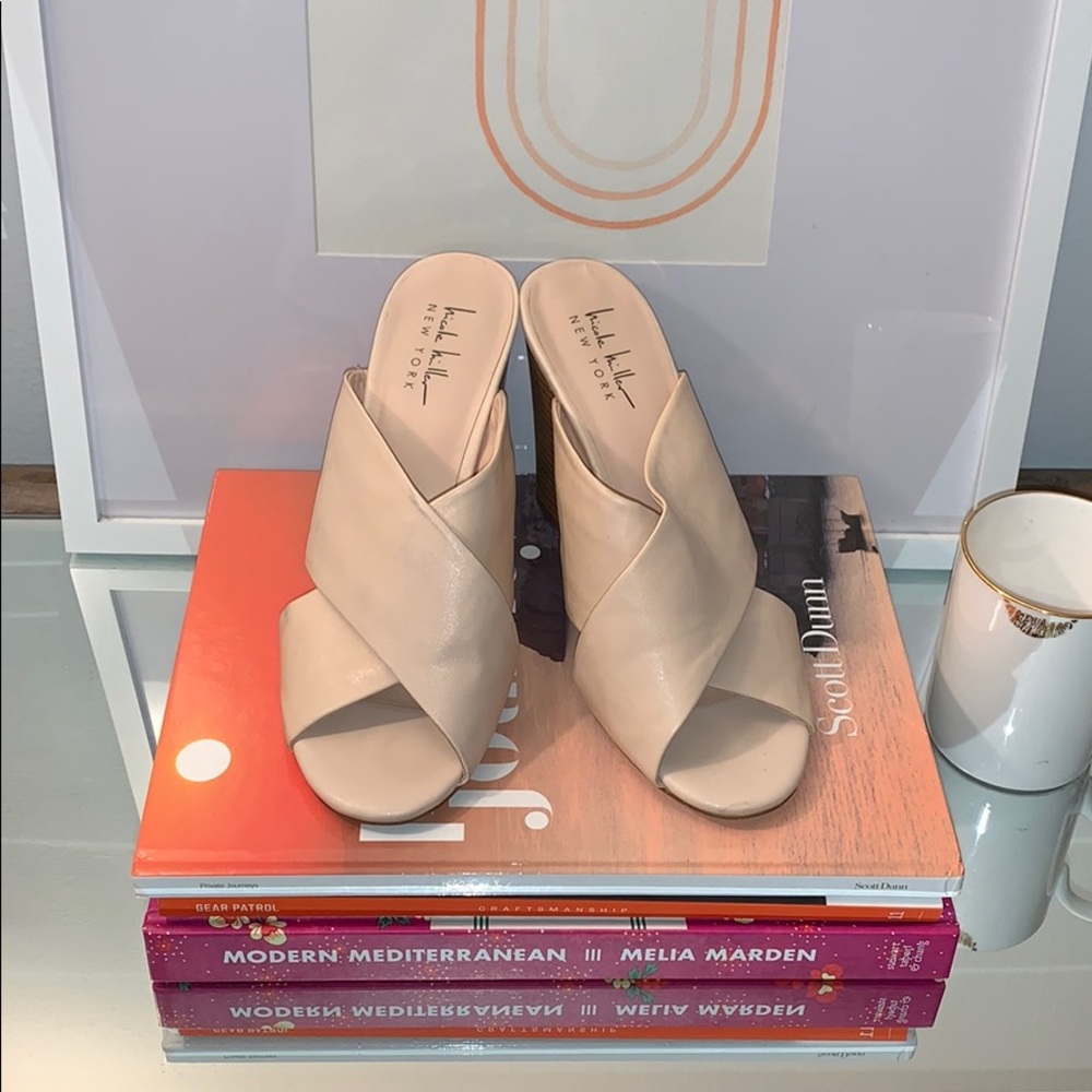 Nicole Miller Criss Cross Heeled Slides